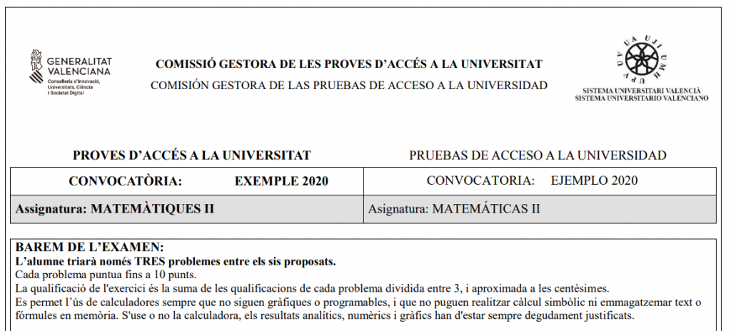 calculadoras permitidas en selectividad comunidad valenciana